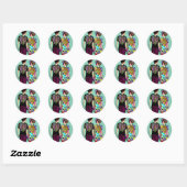 Sticker Rond Couple Rock Grunge en amour (Feuille)