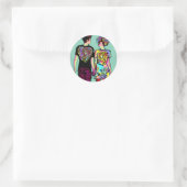 Sticker Rond Couple Rock Grunge en amour (Sac)