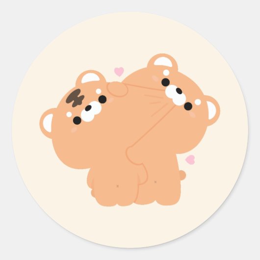 Sticker Rond Couple Tigre mignon (Devant)