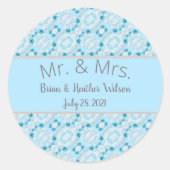 Sticker Rond Couples à motifs bleus (Devant)