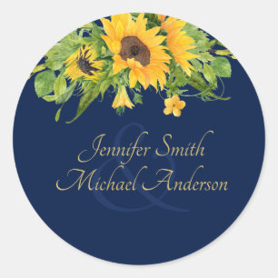 Sticker Rond Couples de fleurs de soleil bleu marine Favoriser