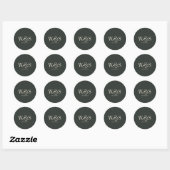 Sticker Rond Couples de mariage élégants à l'initiale d'ébène (Feuille)