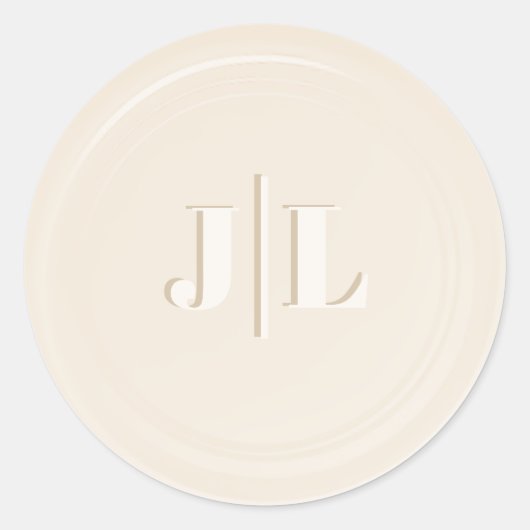 Sticker Rond Couples Monogramme initial Faux Cire Crème de phoq (Devant)