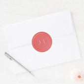 Sticker Rond Couples Monogramme initial Faux Cire Sceau Corail (Enveloppe)