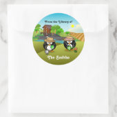 Sticker Rond Couples végétaux adorables de pingouin de (Sac)