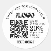Sticker Rond Coupon de réduction QR Code Business Logo Blanc (Devant)