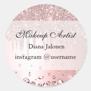 Sticker Rond Coups d'or Salon de beauté Marbre Rose Spa Maquill