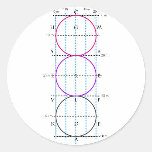 Sticker Rond Cour de 20x60m **Cercles** (Devant)
