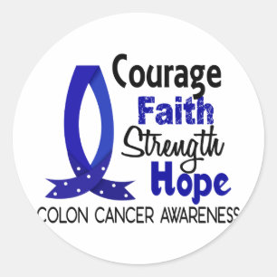 Sticker Rond Courage Foi Force Espoir Colon Cancer