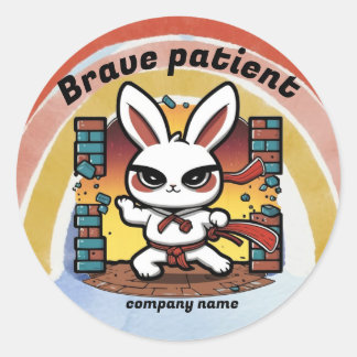 Sticker Rond courageux patienate karate bunny pour les enfants