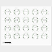 Sticker Rond Courbe d'aquarelle verte rustique Mariage simple (Feuille)