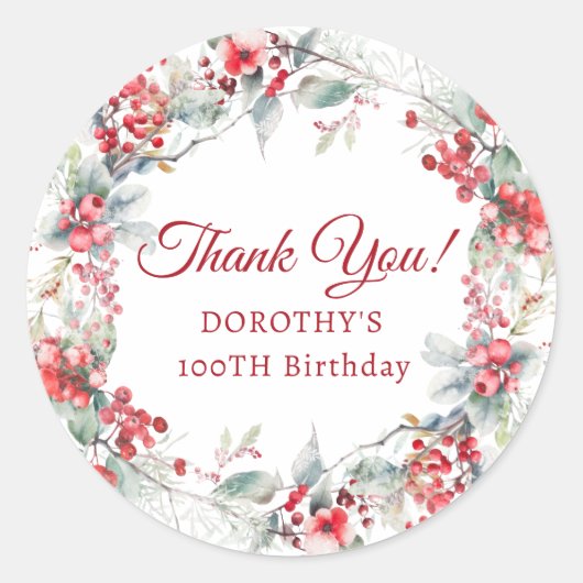 Sticker Rond Courbe de Berry d'hiver 100e anniversaire Merci (Devant)