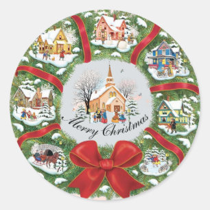 Sticker Rond Courbe de Noël illustrée
