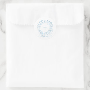 Sticker Rond Courbe et croix bleu communion