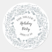 Sticker Rond Courbe fleurie de baies blanches d'hiver (Devant)