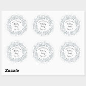 Sticker Rond Courbe fleurie de baies blanches d'hiver (Feuille)