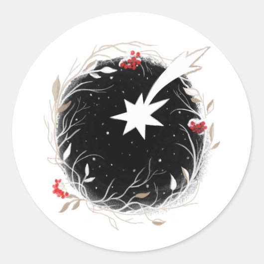 Sticker Rond Courbe moderne de Noël Star Berries (Devant)