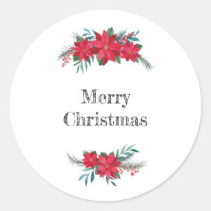 Sticker Rond Courbe rouge Poinsettia