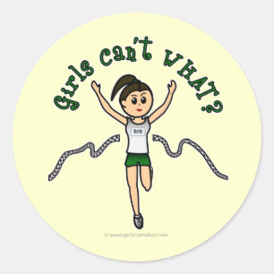 Sticker Rond Coureur de fille légère en Uniforme vert