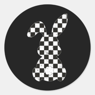 Sticker Rond Coureur Drapeau Bunny Joyeux Pâques Race Garçons G