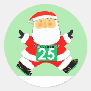 Sticker Rond Coureur Noël vacances