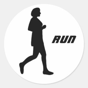 Sticker Rond Coureur noire Silhouette féminine Coureur