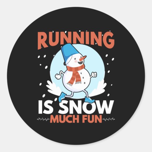 Sticker Rond Coureur par temps froid - Courir est neige beaucou (Devant)