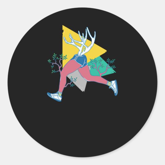 Sticker Rond Courez comme un cerf (Devant)