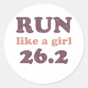 Sticker Rond Courez comme une fille 26.2