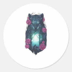 Sticker Rond Courir avec les loups
