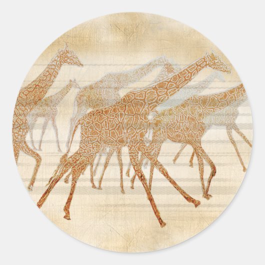 Sticker Rond Courir des girafes (Devant)