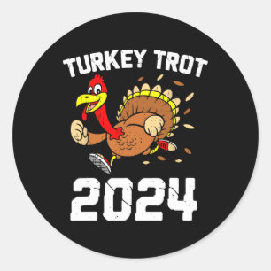 Sticker Rond Courir La Turquie Trot Thanksgiving 2024 Pour Les