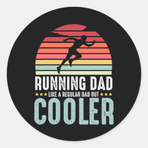Sticker Rond Courir papa drôle Marathon coureur Fête des pères 
