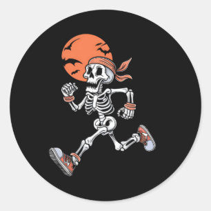 Sticker Rond Courir Squelette drôle Costume d'Halloween Hommes