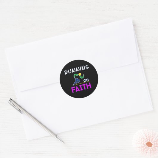 Sticker Rond Courir sur la foi Christian Runner (Enveloppe)
