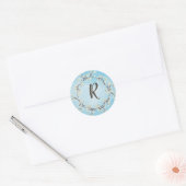 Sticker Rond couronne à brindilles florales avec monogramme (Enveloppe)