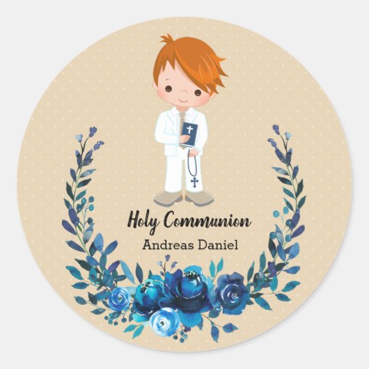 Sticker Rond Couronne bleue de la Sainte Communion (Devant)
