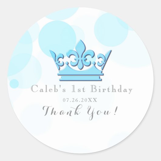 Sticker Rond Couronne Bleue et points Fête d'anniversaire royal (Devant)