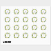Sticker Rond Couronne botanique de citron avec Mariage de verdu (Feuille)