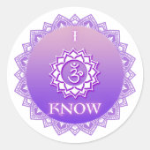 Sticker Rond Couronne Chakra Mantra - Je sais (Devant)