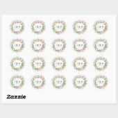 Sticker Rond Couronne chic avec Monogramme et Mariage Date (Feuille)