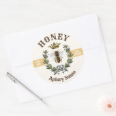 Sticker Rond Couronne d'abeilles et miel de couronne Jar 2 (Enveloppe)
