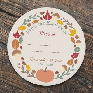 Sticker Rond Couronne d'automne fait maison avec chevalet Étiqu