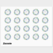 Sticker Rond Couronne de bébé hydrangea bleu moderne pour la fê (Feuille)