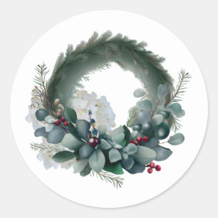 Sticker Rond Couronne de branches d'eucalyptus et de pin