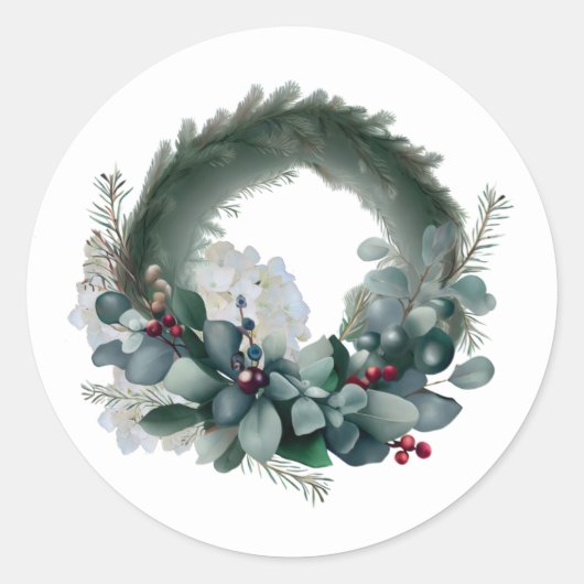 Sticker Rond Couronne de branches d'eucalyptus et de pin (Devant)