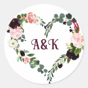 Sticker Rond Couronne de cheminée fleurie MONOGRAMME boho borde