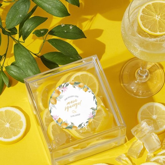 Sticker Rond Couronne de citron Budget Main Squeeze Baby Shower