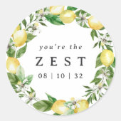 Sticker Rond Couronne de citron Vous êtes la Faveur de Mariage (Devant)