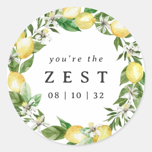 Sticker Rond Couronne de citron Vous êtes la Faveur de Mariage (Devant)